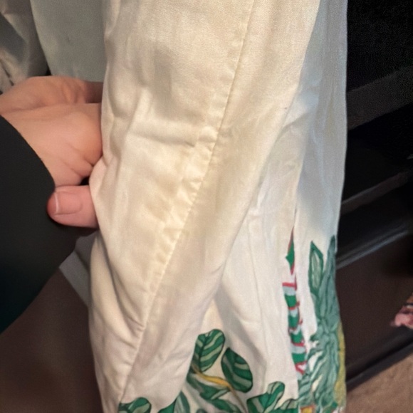 Boden Women's Green Notch Neck Cotton Maxi Dress Ivory Pineapple Floral 16 - 18 - Picture 8 of 11